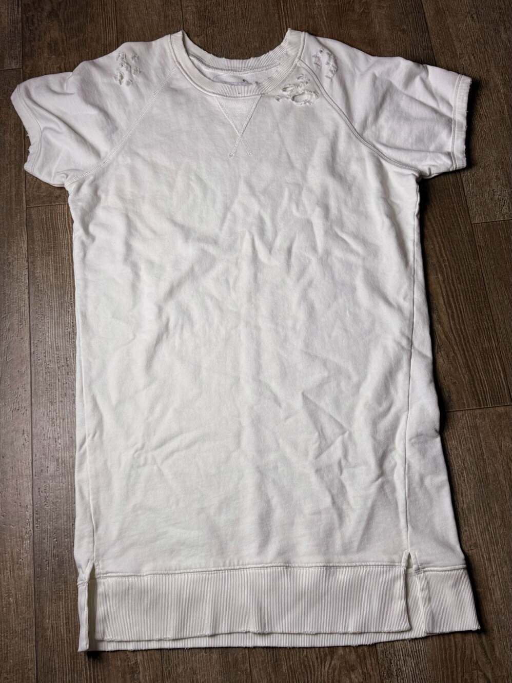 Pistola White Distressed Crew Neck Sweatshirt, Size S